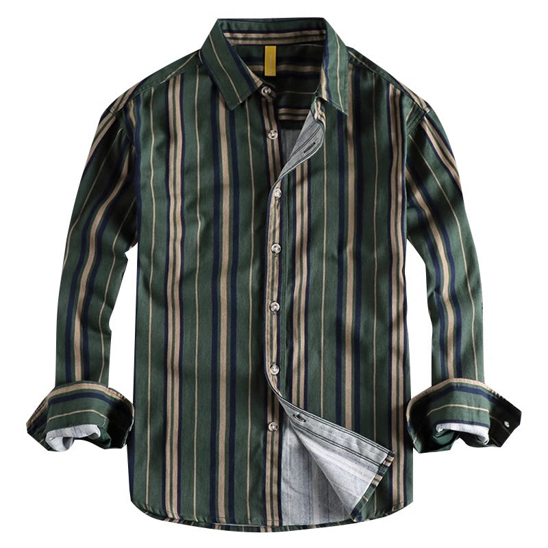 Importé - Chemise Coton Rayures Homme Manches Longues