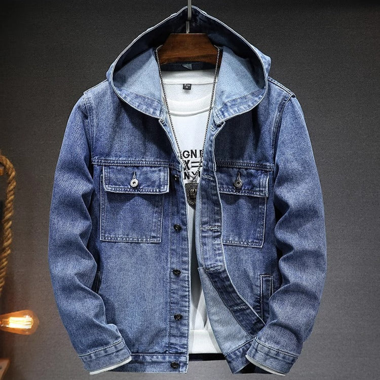 Importé - Veste Jacket Homme A Capuche Manches Longues En Jean