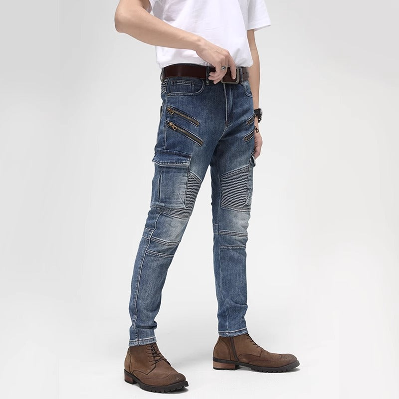 Importé - Pantalon Jean Homme Coton Stretch Rétro Multi-poches