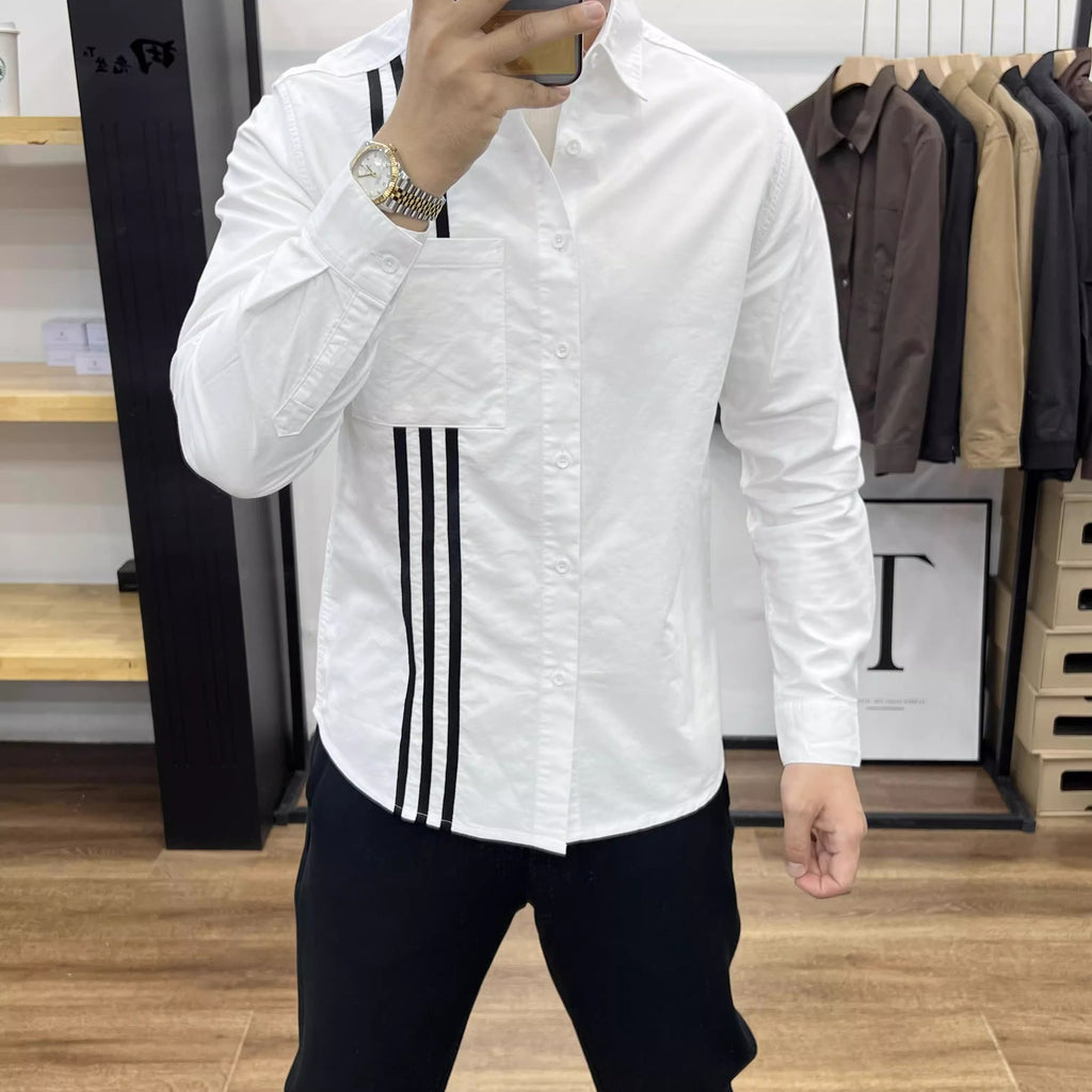 Importé - Chemise Pur Coton A Rayures Homme Manche Longue