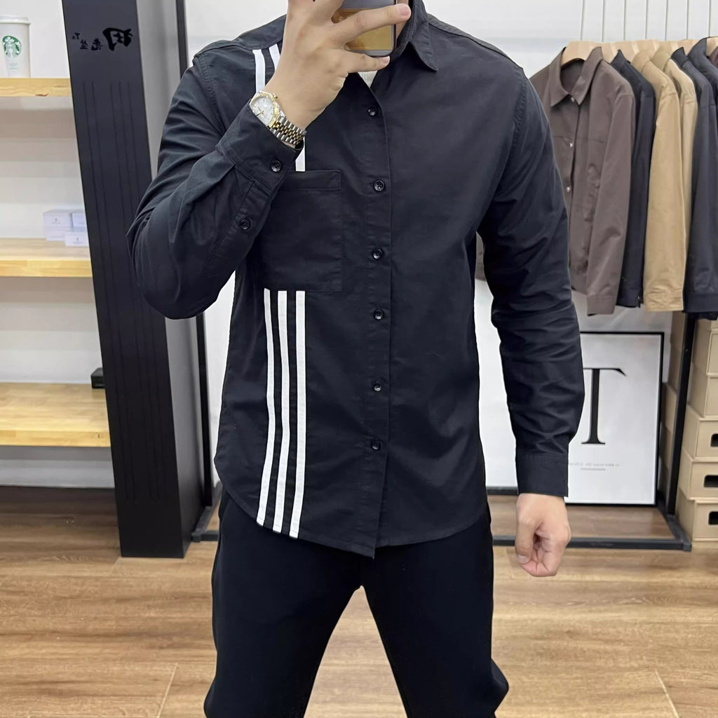 Importé - Chemise Pur Coton A Rayures Homme Manche Longue