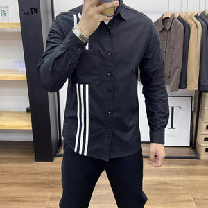 Importé - Chemise Pur Coton A Rayures Homme Manche Longue