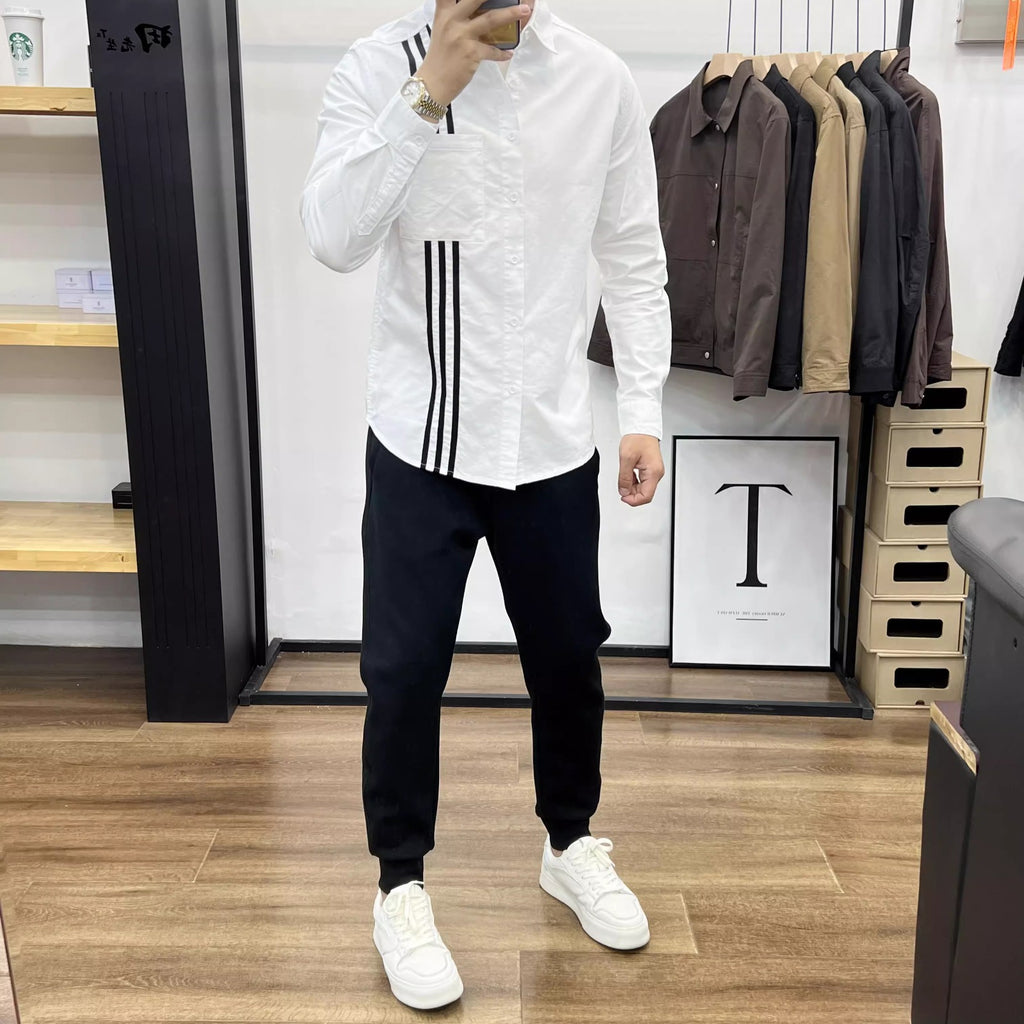 Importé - Chemise Pur Coton A Rayures Homme Manche Longue