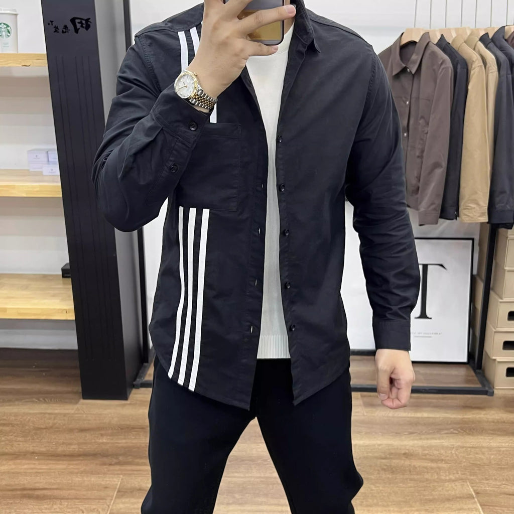 Importé - Chemise Pur Coton A Rayures Homme Manche Longue