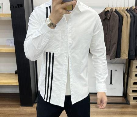 Importé - Chemise Pur Coton A Rayures Homme Manche Longue