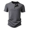 Importé - T-Shirt Homme A col Henry Manches Courtes 4 Boutons 100% Coton