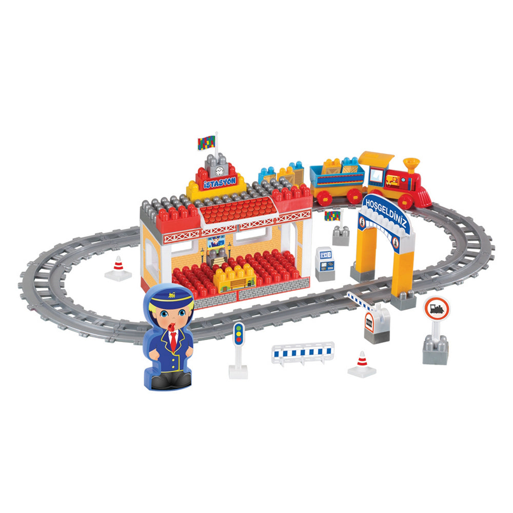 BLOC DE CONSTRUCTION CIRCUIT DE TRAIN – 65PCS- 18MOIS PLUS – 03258