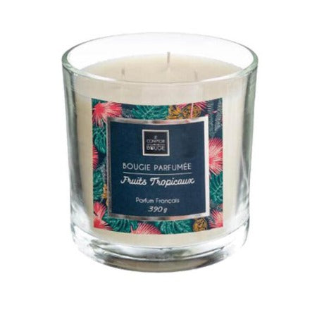 Bougie Parfumee dans Verrine-390G-Coffret en Carton Fruits Tropicaux