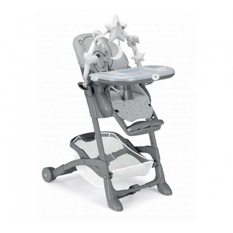 Chaise Haute Bebe Cam Instante-Gris Motif Ourson Gris Avec Arche Peluche