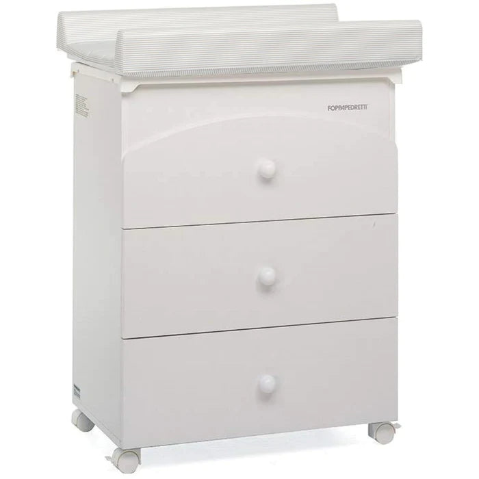 Meuble a Langer en Bois 3 tiroirs Nanamia Naturel Matelas Rayure-Taupe