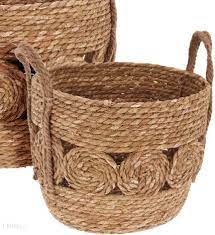 PANIER EN PAILLE TRESSE-SET DE 3PCS-ANSES EN CORDES