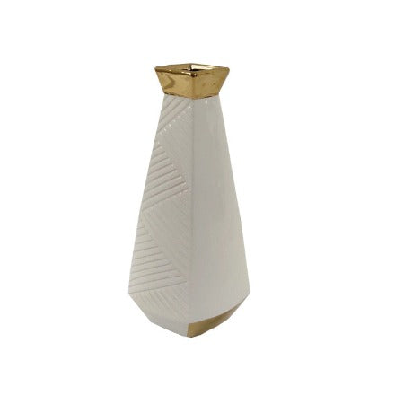 Vase-18x12cm-Blanc-Dore