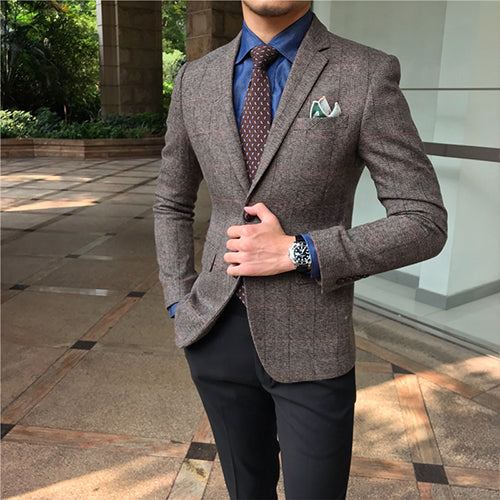 Importé - Blazer Homme Marron Décontracté Tendance