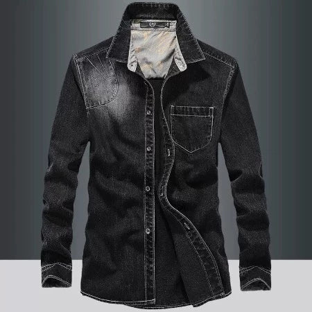 Importé - Chemise Coton Jean Délavé Homme Manches Longues