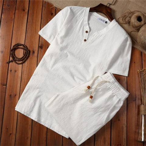 Importé - Ensemble Hommes Bermuda T-Shirt col v + Culotte en Coton