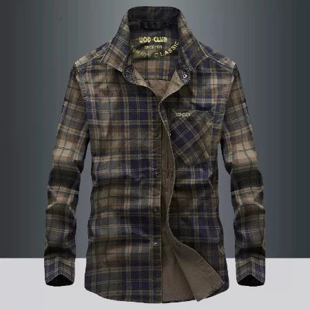 Importé - Chemise Coton Homme Carreaux Slim Manches Longues