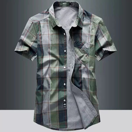 Importé - Chemise Homme Slim 100% Coton Rétro Manches Courtes