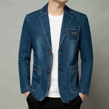 Importé - Veste Blazer Coton Jean Slim Homme Décontracté