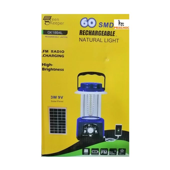 Lanterne rechargeable a led+ panneau solaire-radio-port USB 60 SMD