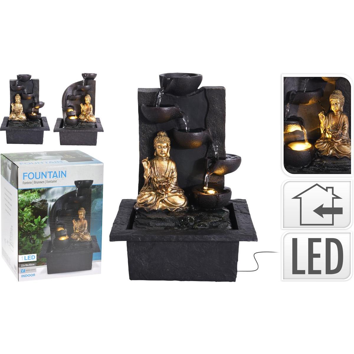Fontaine Décorative Lumineuse a Led Deco Bouddha en Polystone