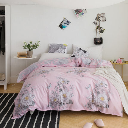 Importé - Ensemble Housse de Couette + 2 Taie d'Oreiller en Pure Coton