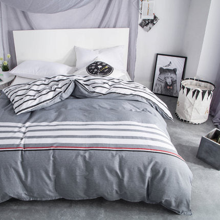 Importé - Ensemble Housse de Couette + 2 Taie d'Oreiller en Pure Coton