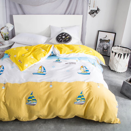 Importé - Ensemble Housse de Couette + 2 Taie d'Oreiller en Pure Coton