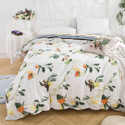Importé - Ensemble Housse de Couette + 2 Taie d'Oreiller en Pure Coton