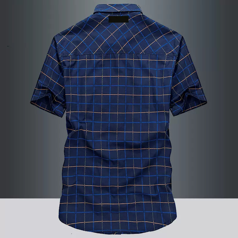 Importé - Chemise Slim Homme 100% Coton Décontracté Manches Courtes