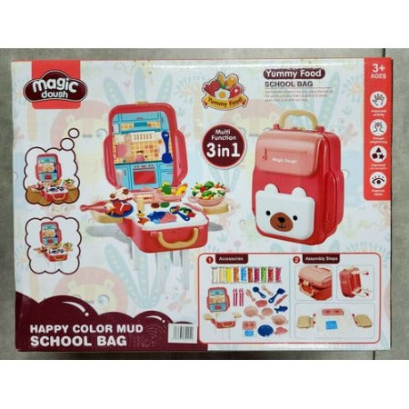 Dinette Set Dans Sac A Dos 3en1-Rose