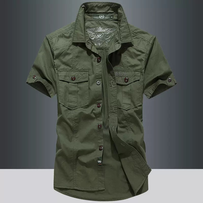 Importé - Chemise Homme Militaire Décontracté Manches Courtes En Coton