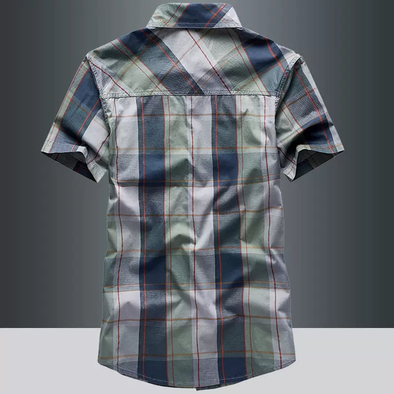 Importé - Chemise Homme Slim 100% Coton Rétro Manches Courtes