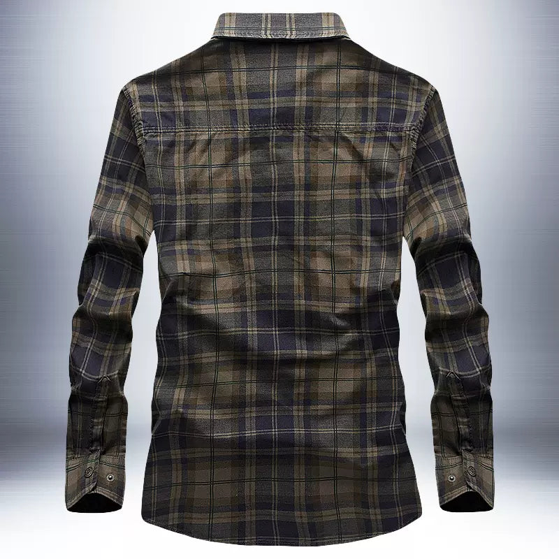 Importé - Chemise Coton Homme Carreaux Slim Manches Longues