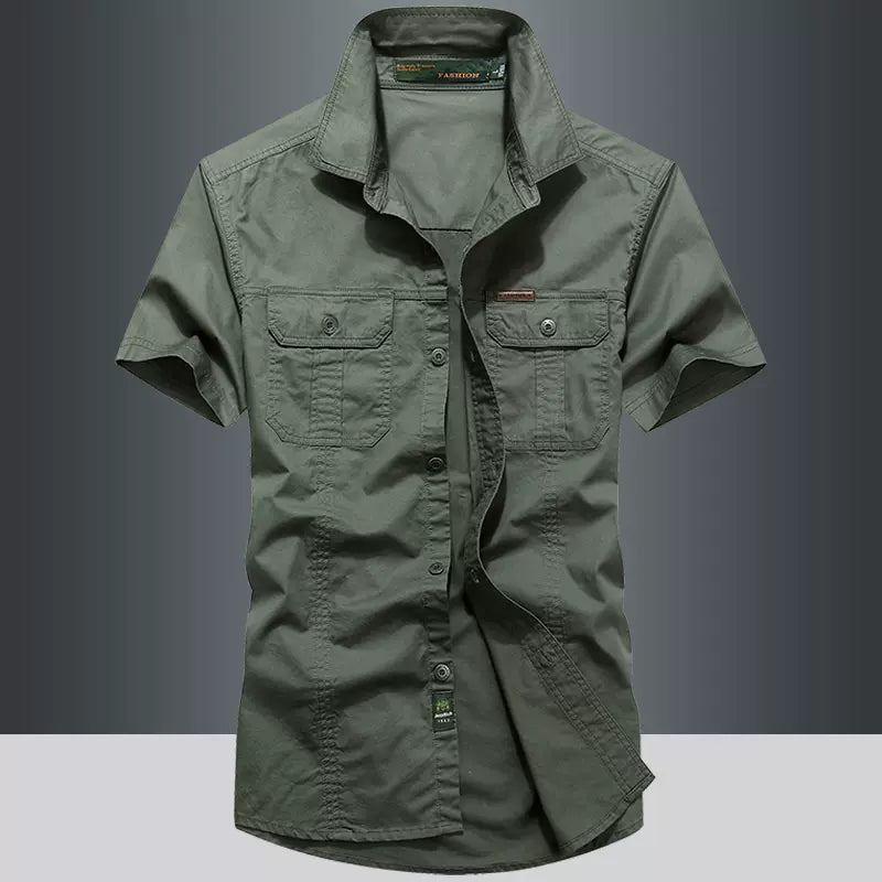 Importé - Chemise Homme Militaire Décontracté Manches Courtes En Coton