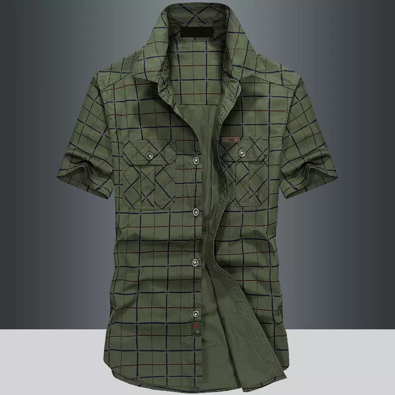 Importé - Chemise Slim Homme 100% Coton Décontracté Manches Courtes