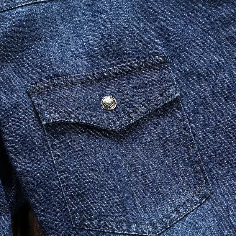 Importé - Chemise Jean Homme Décontractée Manches Longues