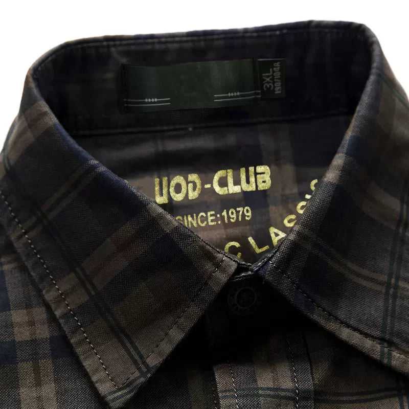 Importé - Chemise Coton Homme Carreaux Slim Manches Longues