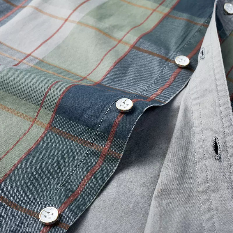 Importé - Chemise Homme Slim 100% Coton Rétro Manches Courtes