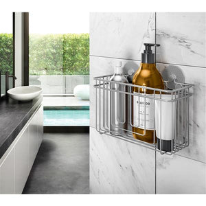 Panier mural de sdb en métal adhésif 2 crochets-22x11x19cm