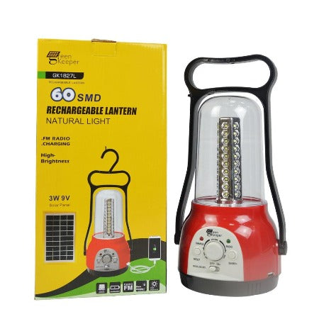 Lanterne rechargeable a led+ panneau solaire-radio-port USB 60 SMD