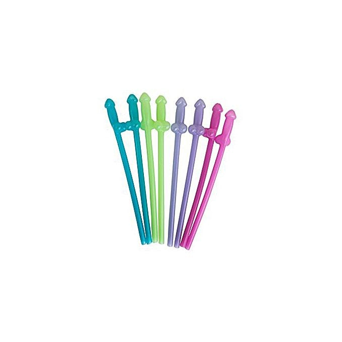 SEXTOYS 8 Pailles Penis Colorées Phosphorescentes 21cm