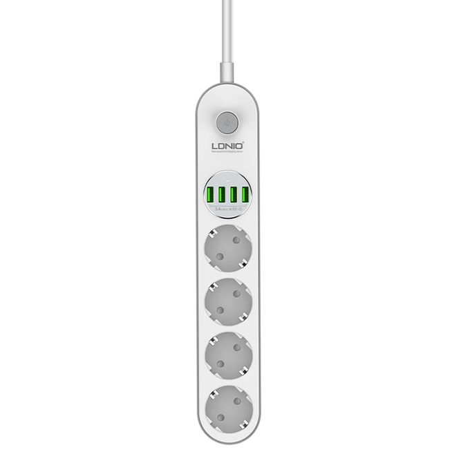 Multiprises LDNIO - 4 Prises CA EU + 4 Ports USB - Protections multiples