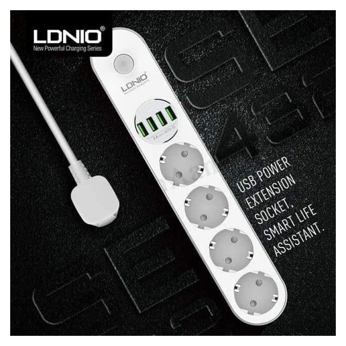Multiprises LDNIO - 4 Prises CA EU + 4 Ports USB - Protections multiples