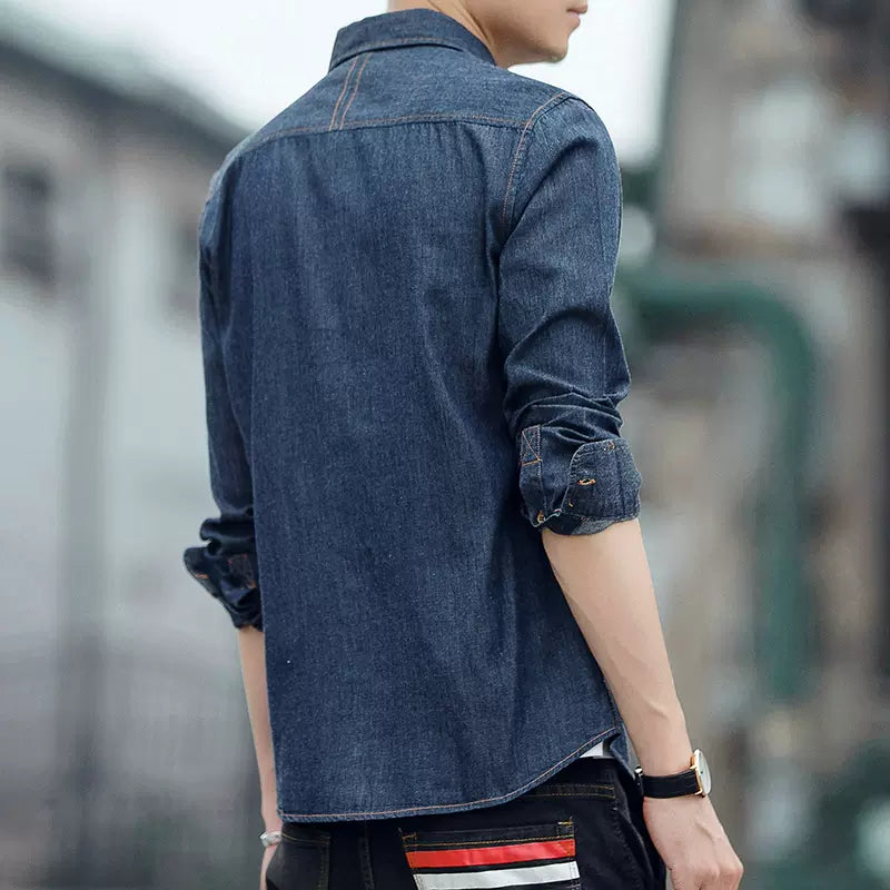 Importé - Chemise Jean Denim Pur Coton Homme Manches Longues