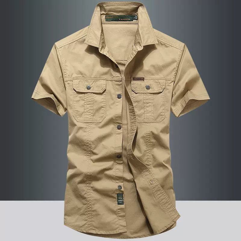 Importé - Chemise Homme Militaire Décontracté Manches Courtes En Coton