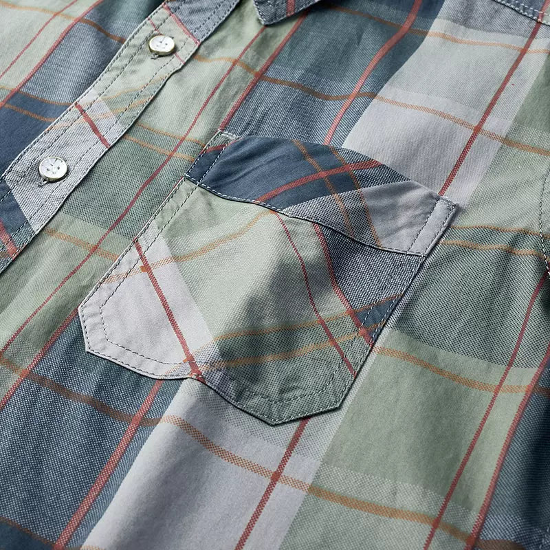 Importé - Chemise Homme Slim 100% Coton Rétro Manches Courtes