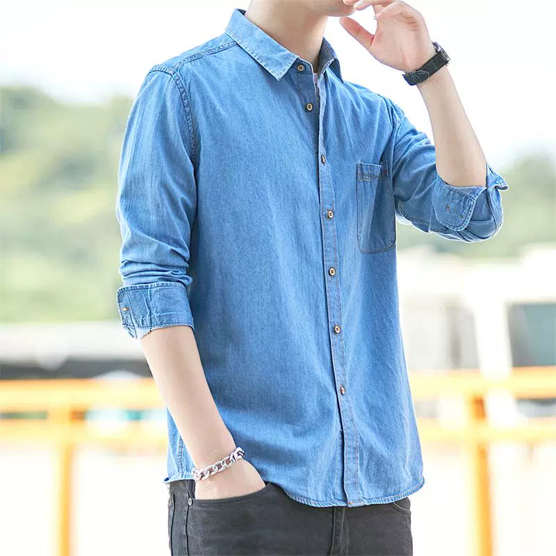 Importé - Chemise Jean Denim Pur Coton Homme Manches Longues