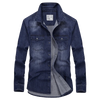 Importé - Chemise Jean Délavé Homme Rétro Manches Longues