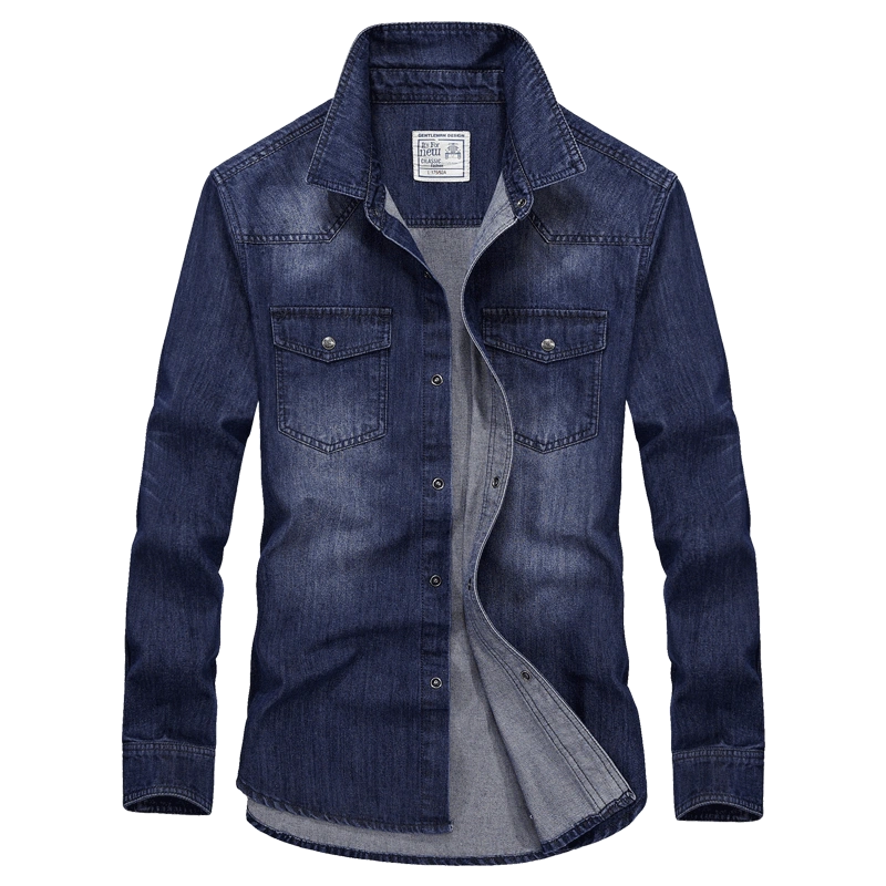 Importé - Chemise Jean Homme Décontractée Manches Longues