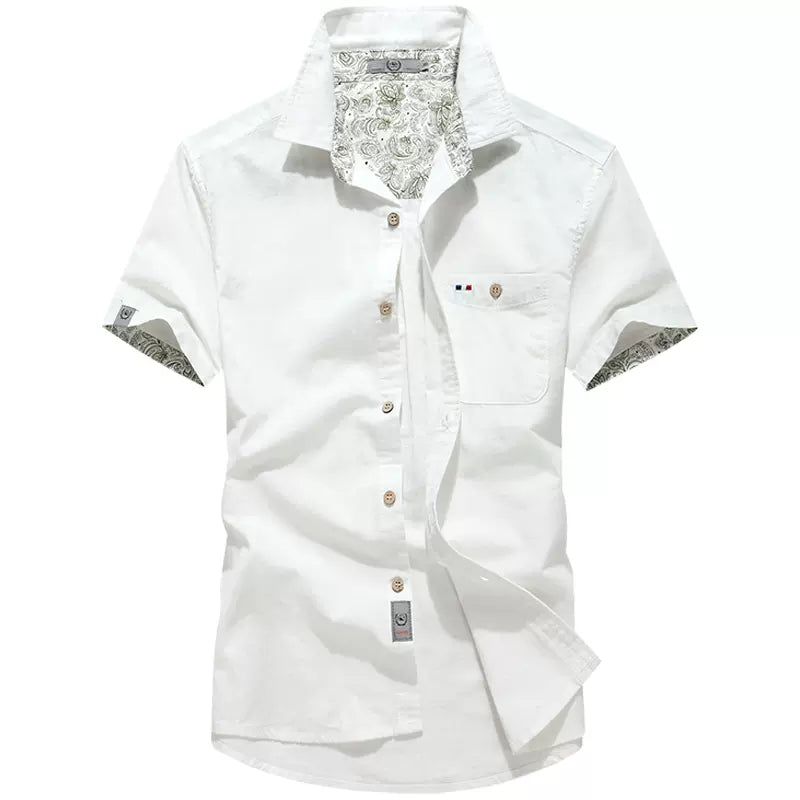 Importé - Chemise Homme Décontracté Slim A Manches Courtes En Lin